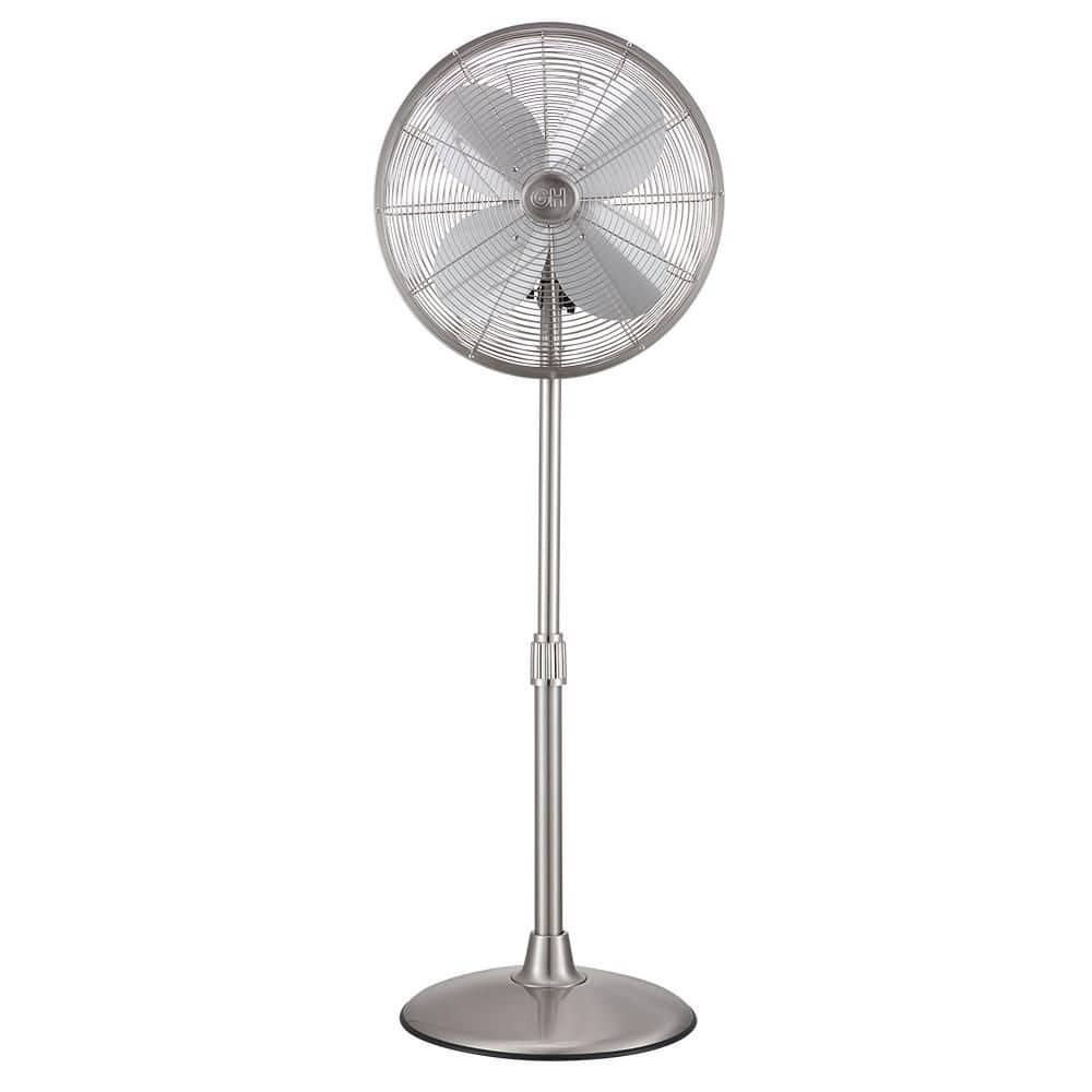 Good Housekeeping All-Metal 3-Speed 16" Oscillating Conference Room Pedestal Fan with Telescopic Height Adjustment (Multiple Finishes Available)