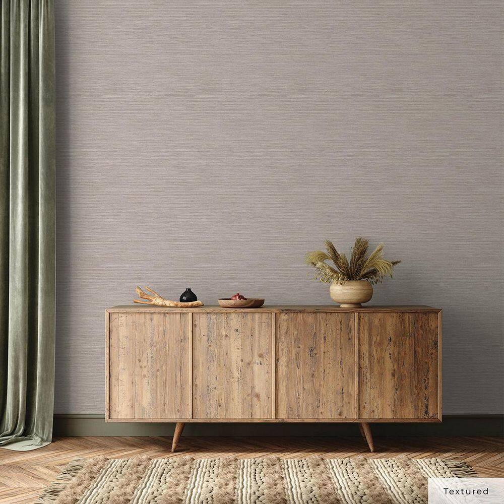 Tempaper & Co. Faux Horizontal Grasscloth Removable Peel and Stick Wallpaper, Textured Pewter, 56 sq. ft.: Vinyl, Prepasted