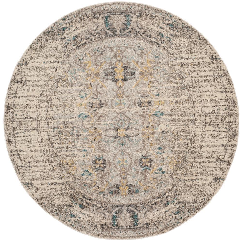Monaco MNC209 Power Loomed Indoor Area Rug - Grey/Multi - 9' Round - Safavieh.
