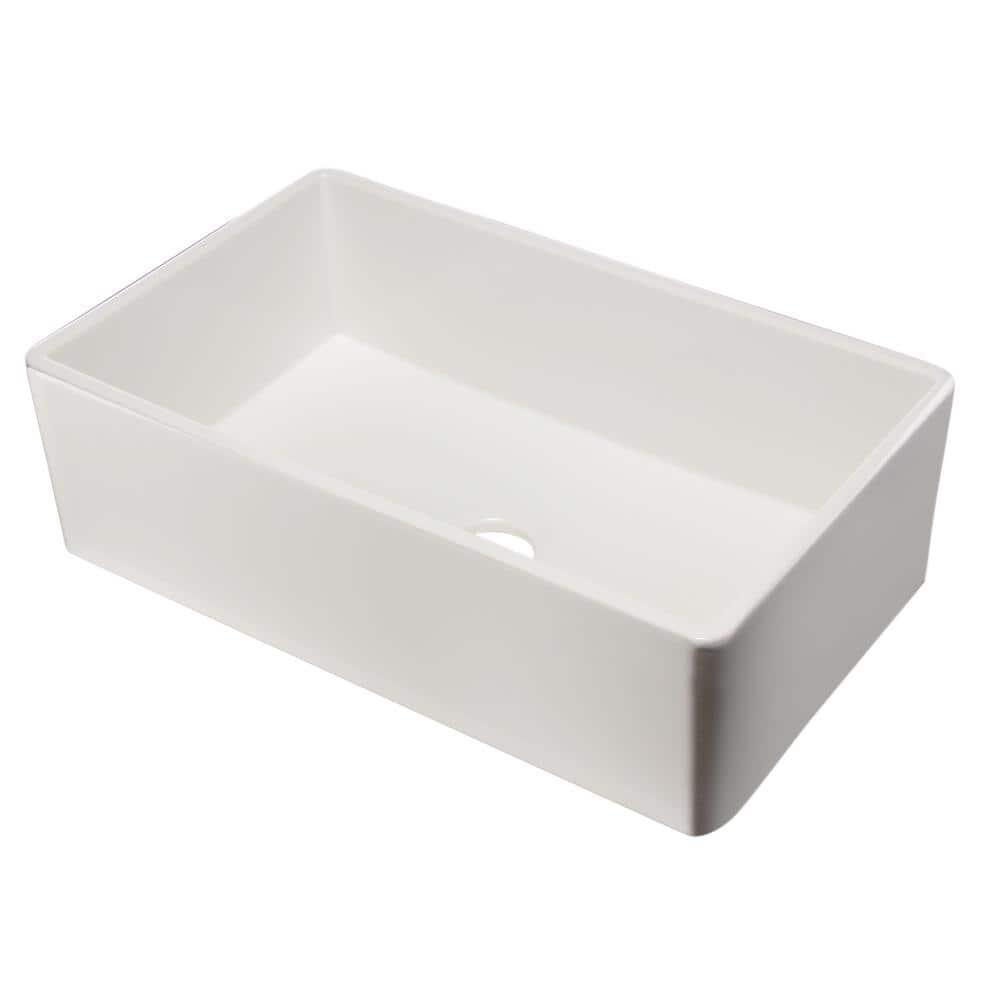 Alfi Brand 34.8'' L Farmhouse / Apron Single Bowl Fireclay Kitchen Sink AB533-W