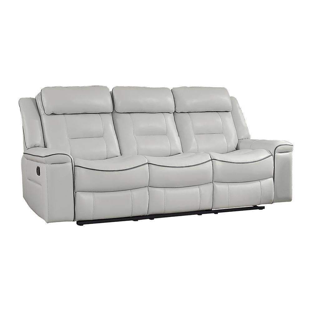 Homelegance Darwan 88" Leather Gel Double Reclining Sofa, Light Gray