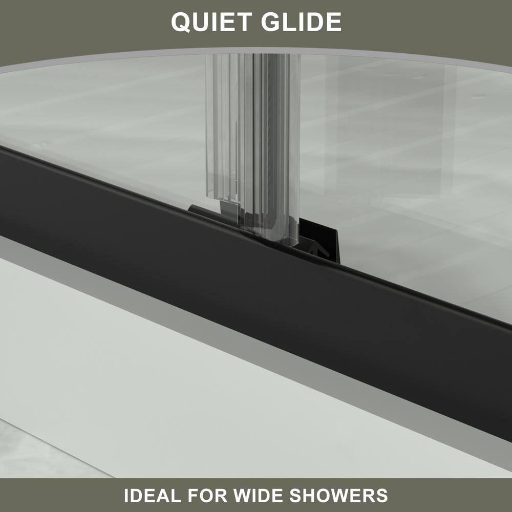 50-54" W x 72" H Semi-Frameless Sliding Glass Shower Door, Matte Black Finish Shower Door with 1/4'' (6mm) Clear SGCC Tempered Glass