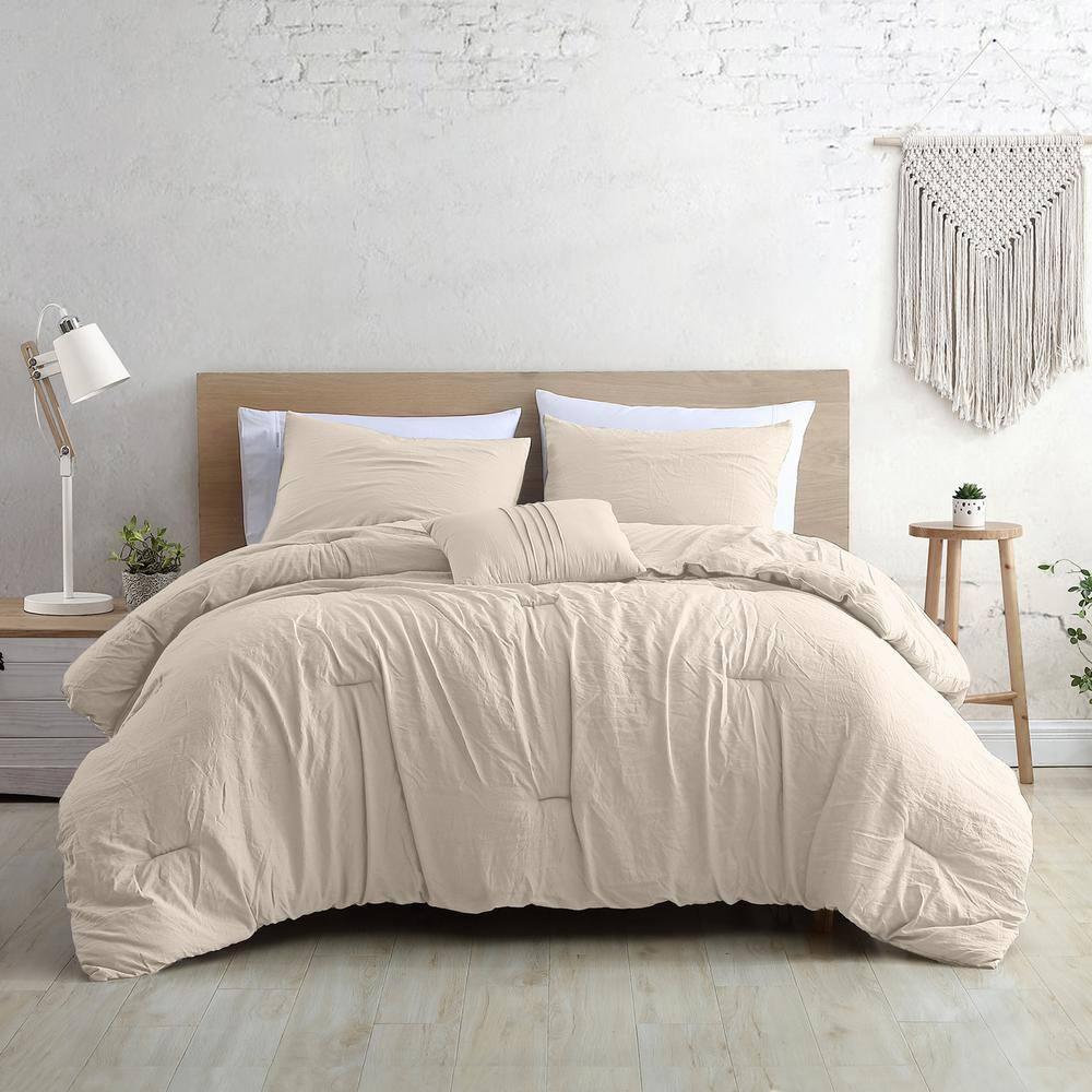 Modern Threads 4-Piece Garment-Washed Comforter Set Beck Coconut King
