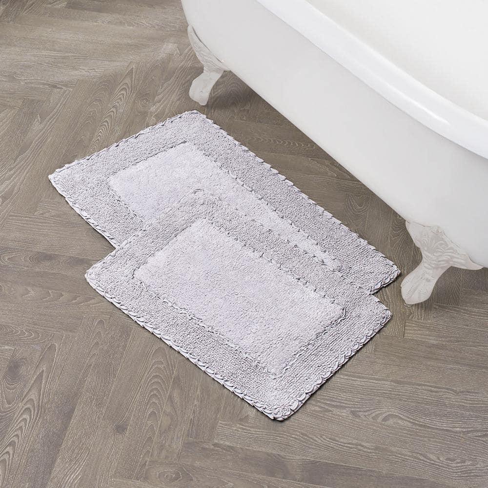 Lavender Cotton Ruffle Border Bath Rug Set, 20" x 32"