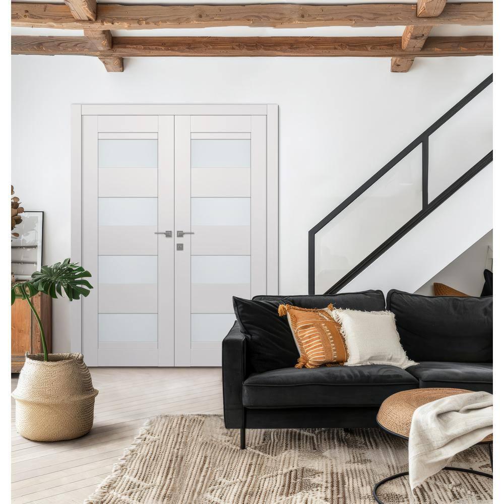 Belldinni Della Solid Manufactured Wood and Glass Paneled Prefinished Standard Double Door