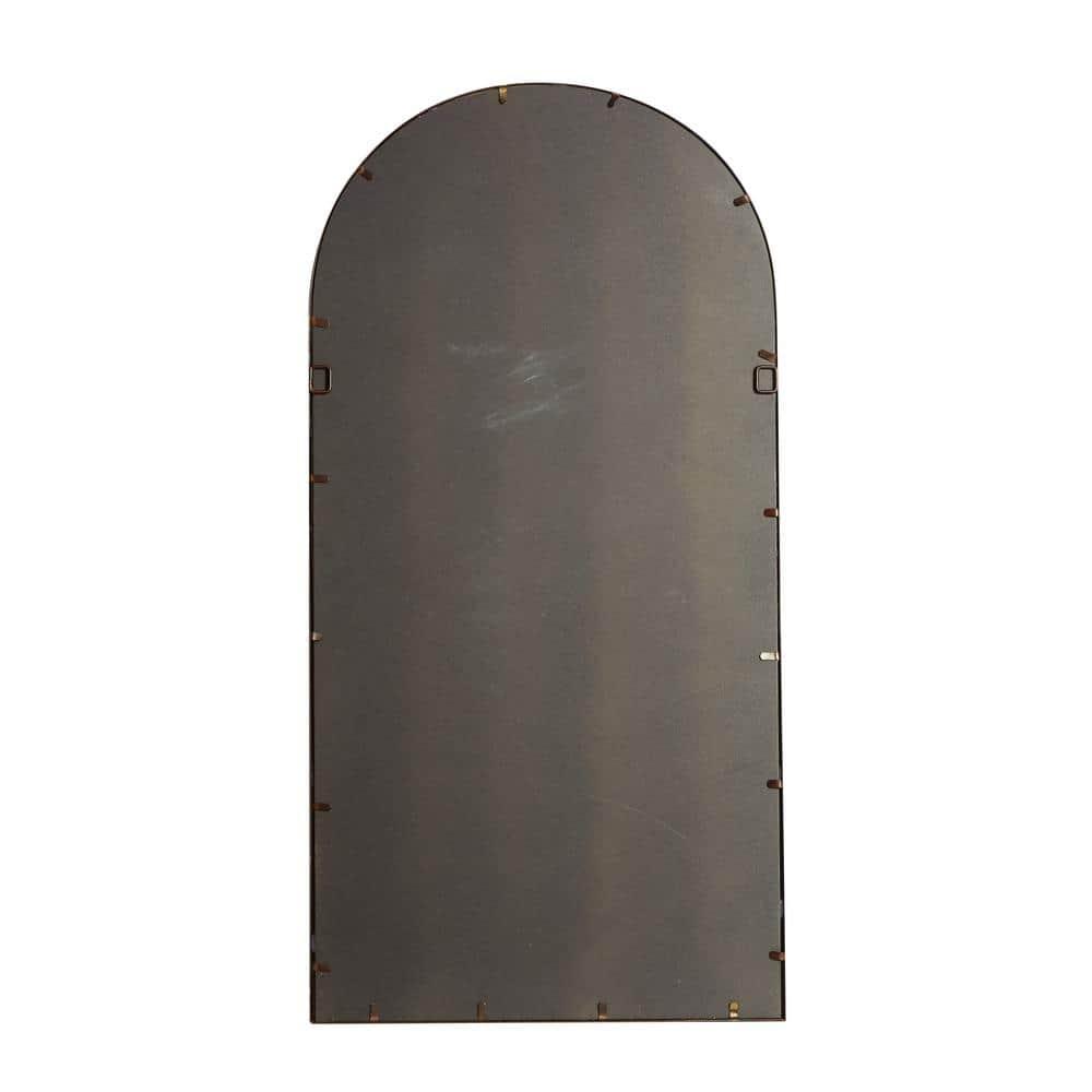 DecMode 24" x 48" Brown Window Pane Inspired Wall Mirror with Arched Top