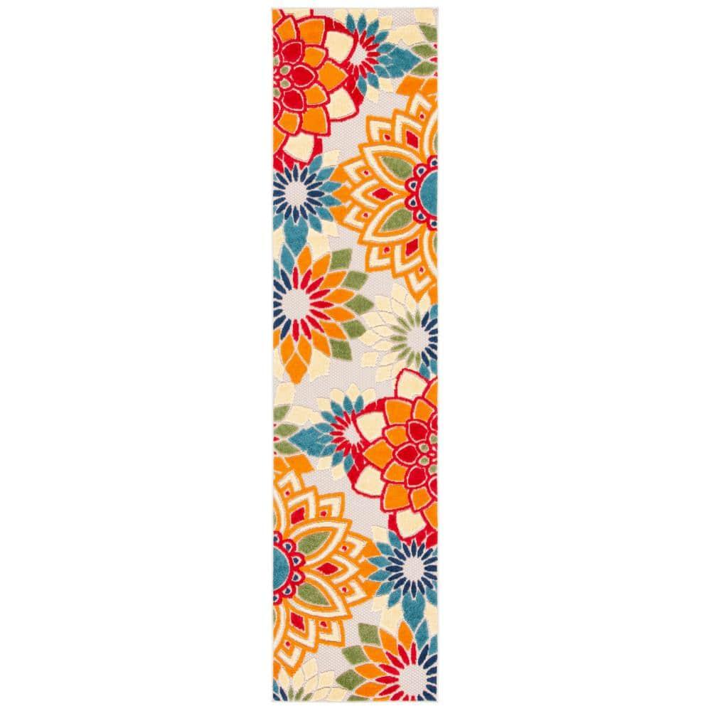 Cabana CBN328 Loomed Indoor Runner Rug - Ivory/Orange - 2'2"x7' - Safavieh