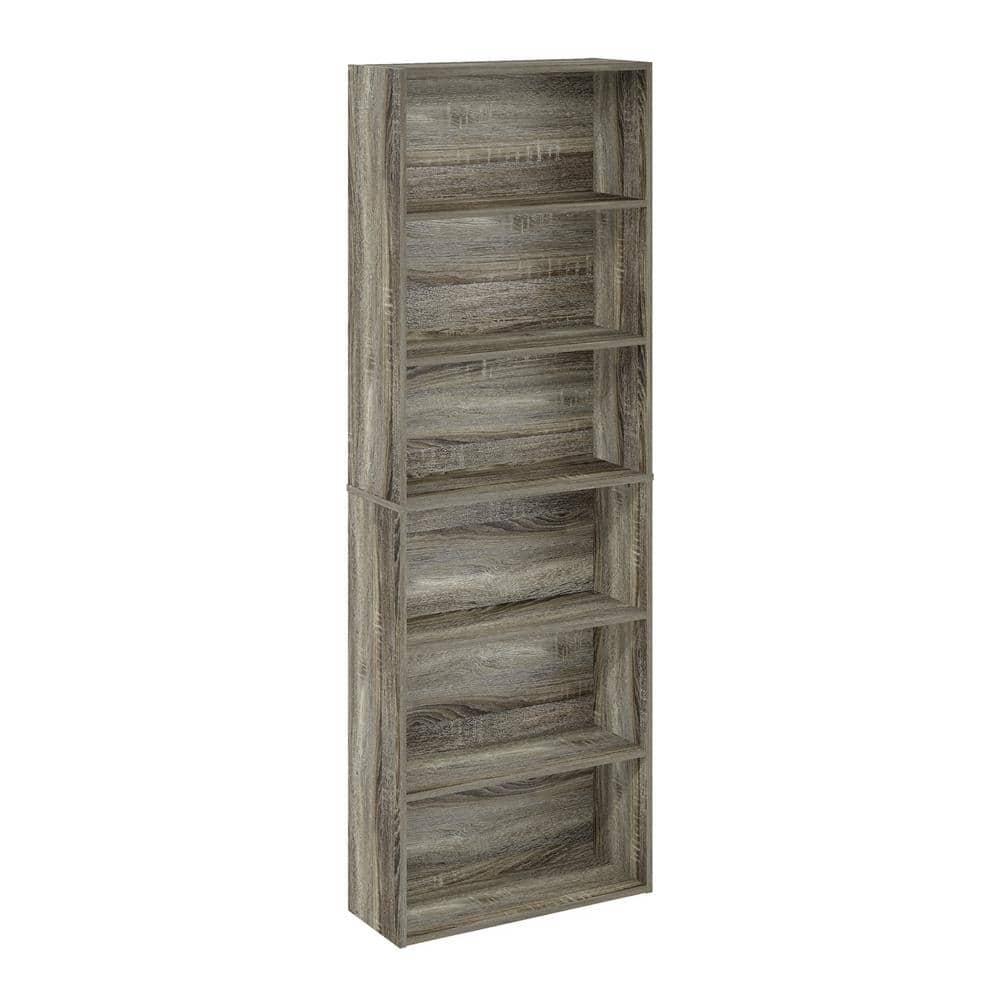 Furinno JAYA Simply Home Free Standing Adjustable 6-Tier Open Storage Bookcase, French Oak