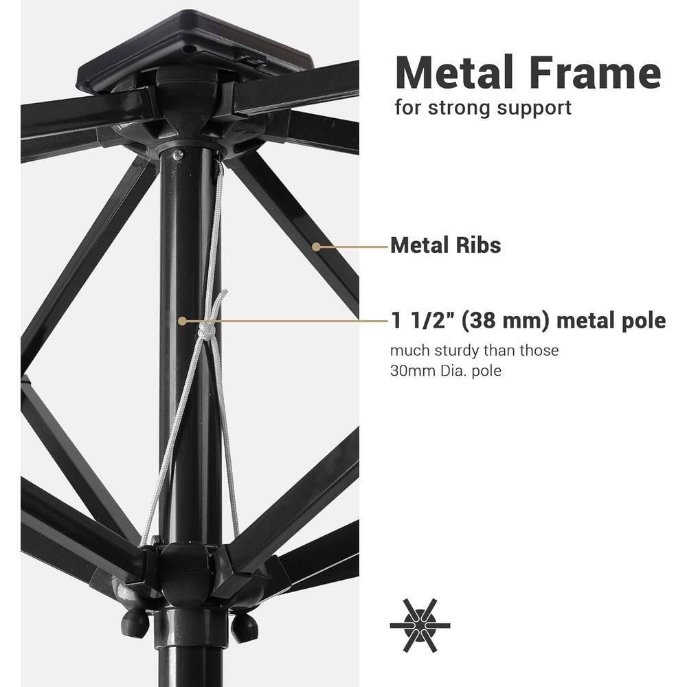 10x6.5 ft Outdoor Rectangle Solar Powered LED Patio Umbrella with Crank Tilt for Garden Backyard Table Market Pool, Lime