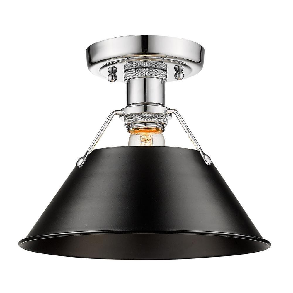 Golden Lighting Orwell 1-Light Flush Mount in Chrome with Black