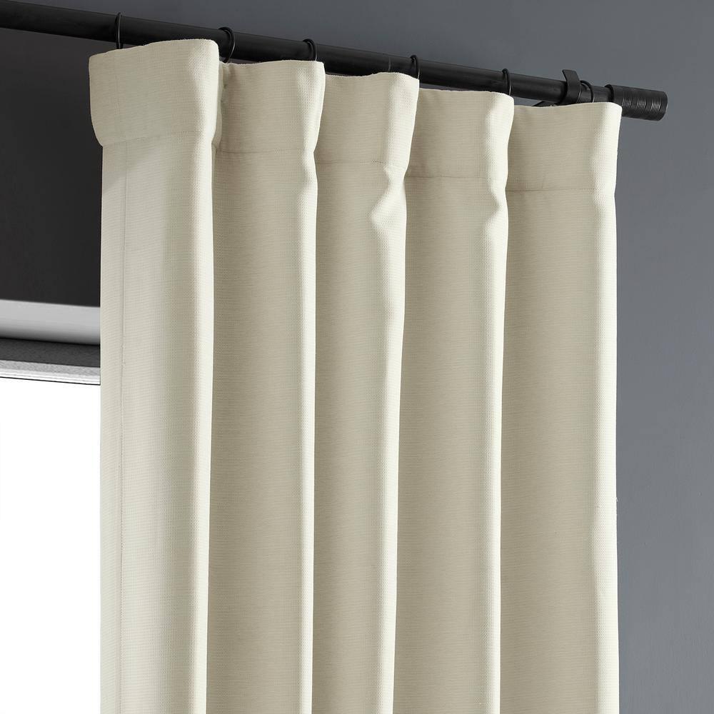 Oat Cream Textured Bellino Room Darkening Curtain - 50 in. W x 84 in. L Rod Pocket with Back Tab Single Curtain Panel