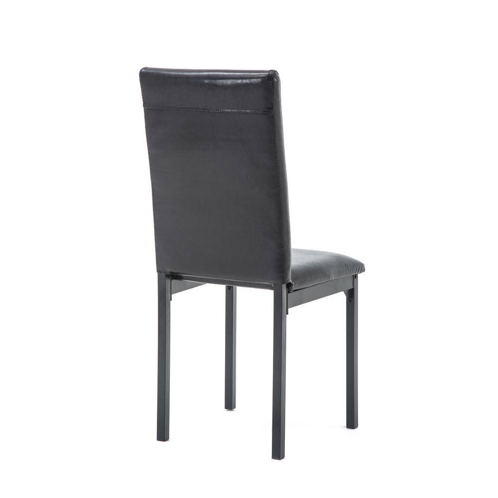 Set of 4 Arjen Dining Chairs Black - Boraam: Faux Leather, Metal Frame, Contemporary Style