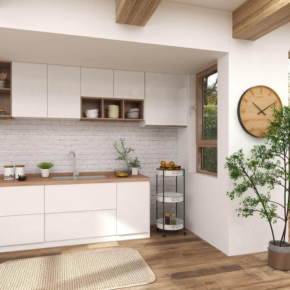 34'' x 16'' Farmhouse Metal Storage Cart White - Olivia & May: Decorative Storage Bins, Tabletop Bin, Adult Assembly Required