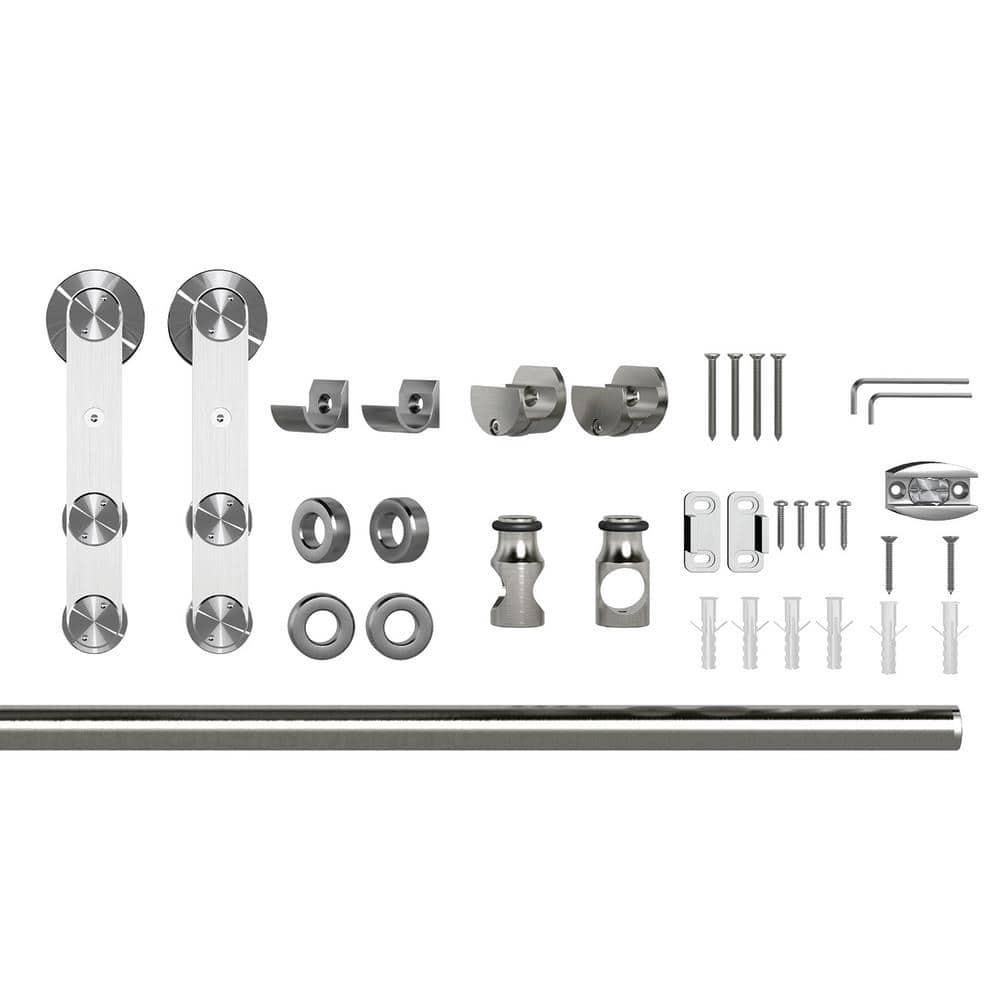 Renin 37'' x 84'' Hollow Glass with Installation Hardware Kit Barn Door
