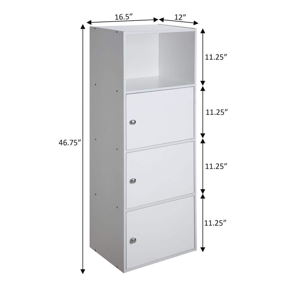 White 47" Tall 3-Door Office Storage Cabinet