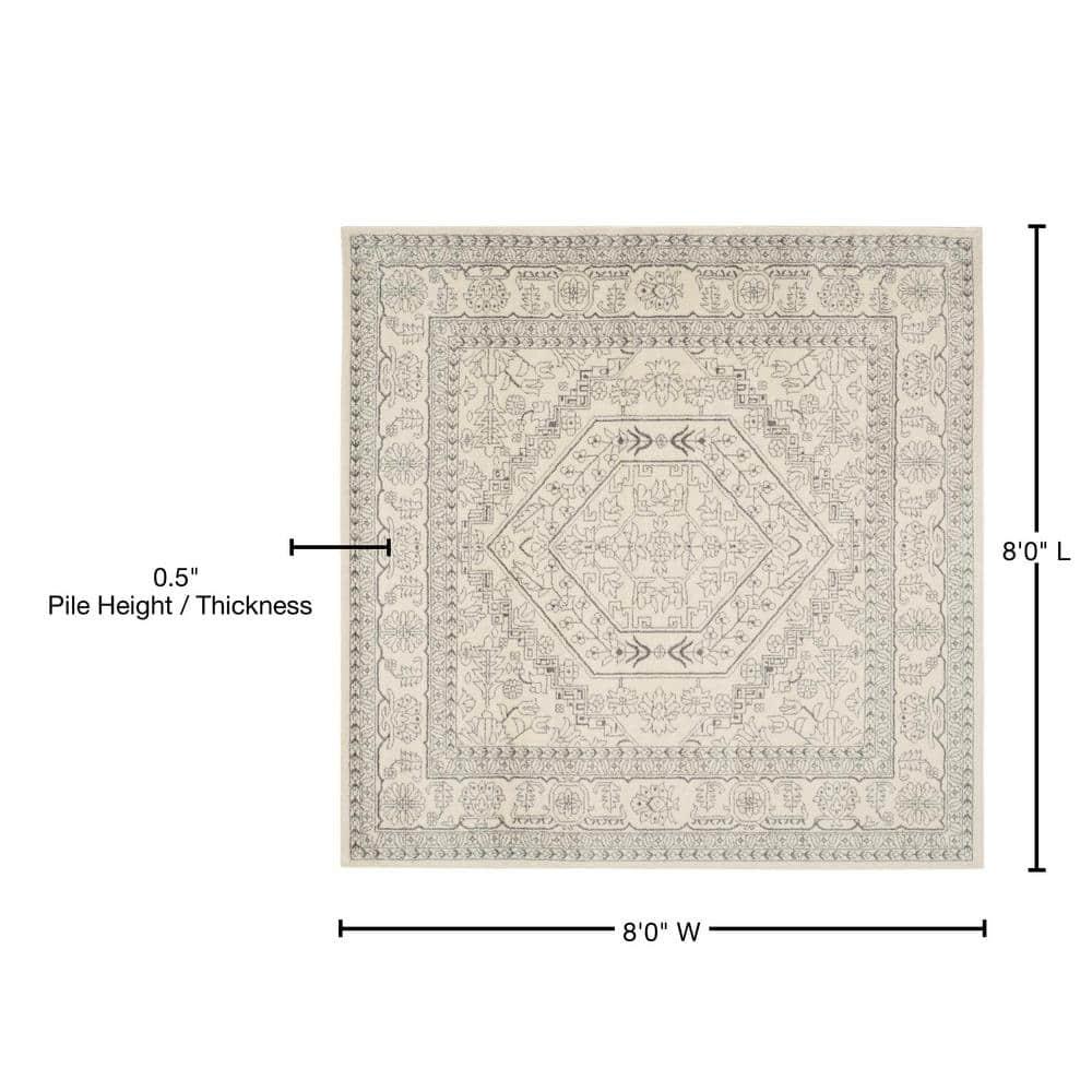 Adirondack ADR108 Power Loomed Area Rug - Ivory/Silver - 8'x8' - Safavieh.