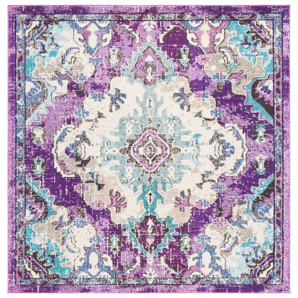 Monaco MNC243 Power Loomed Indoor Area Rug - Violet/Light Blue - 5'x5' - Safavieh.