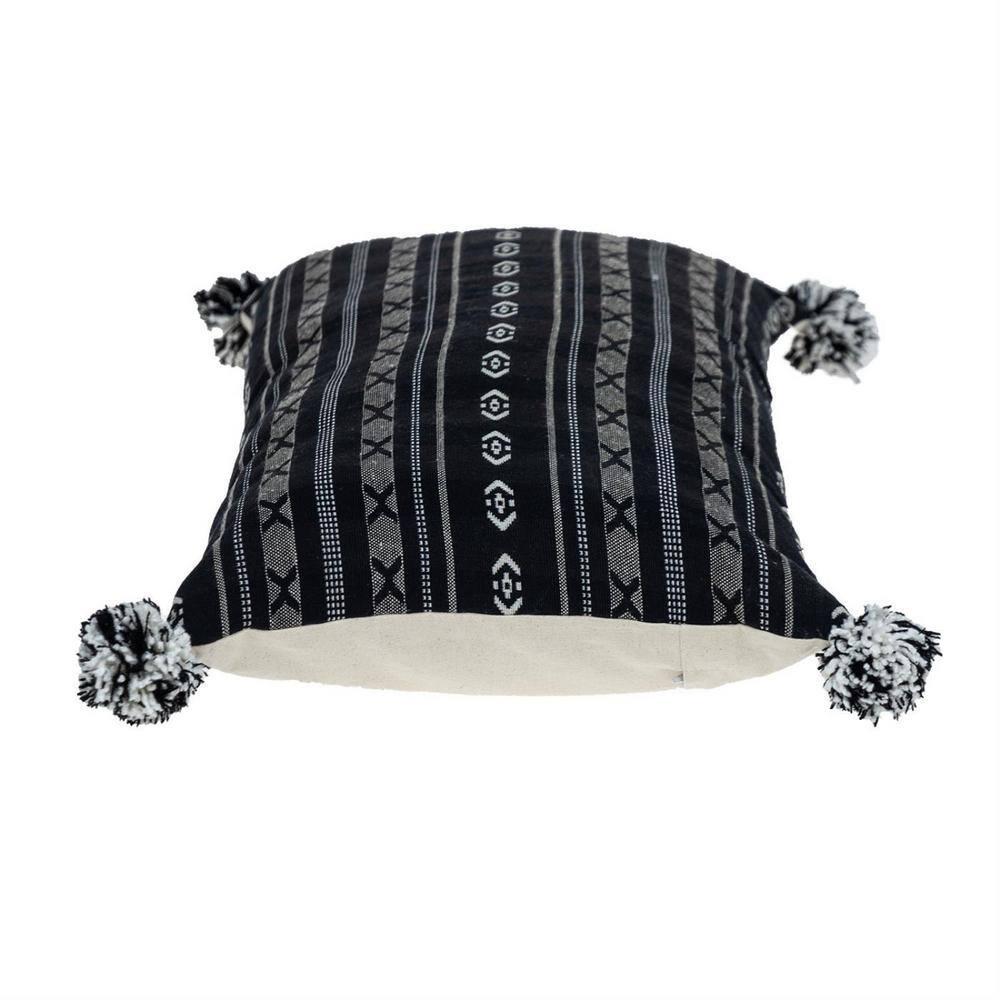 Parkland Collection Raven Pom-poms Cotton Reversible Throw Pillow