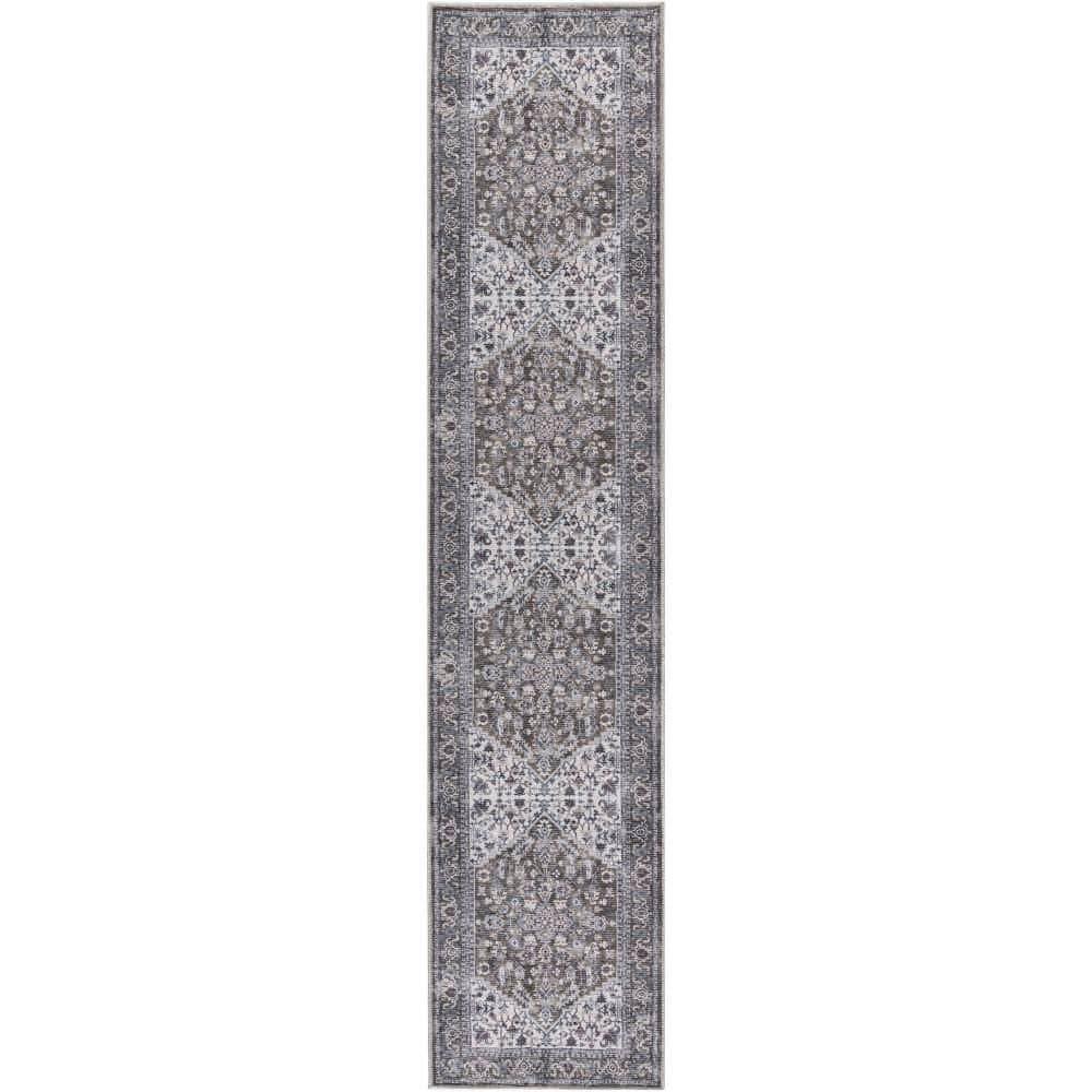 Oriental Machine Washable Cotton/Polyester Area Rug in Ivory/Olive