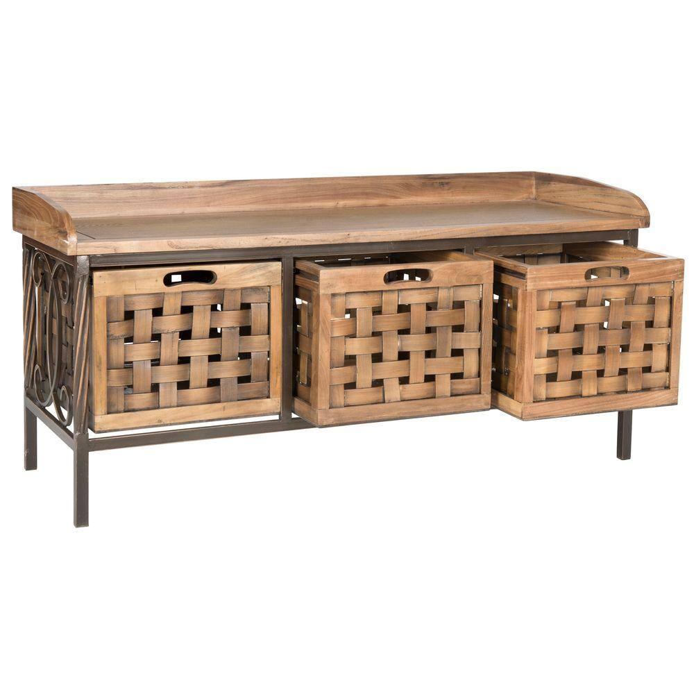 Isaac Wooden Storage Bench - AMH6530 - Oak - Safavieh Couture