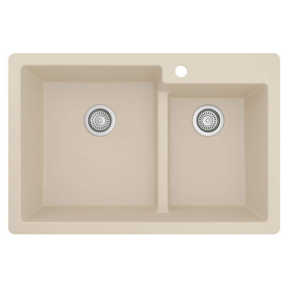 Karran Quartz 33'' X 22'' 60/40 Double Bowl Drop-in Kitchen Sink