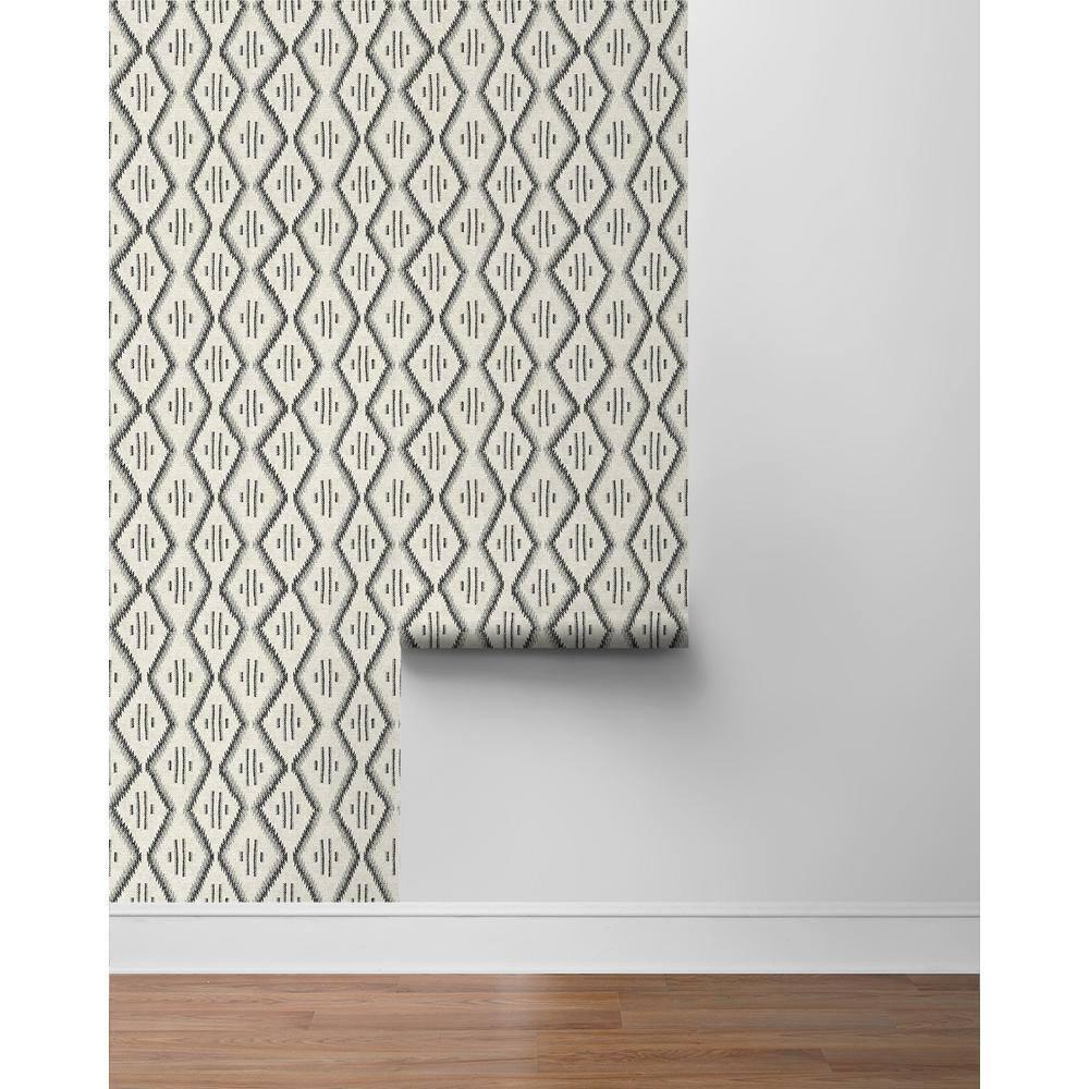 Modern Heirloom White and Black Vinyl Peel and Stick Wallpaper