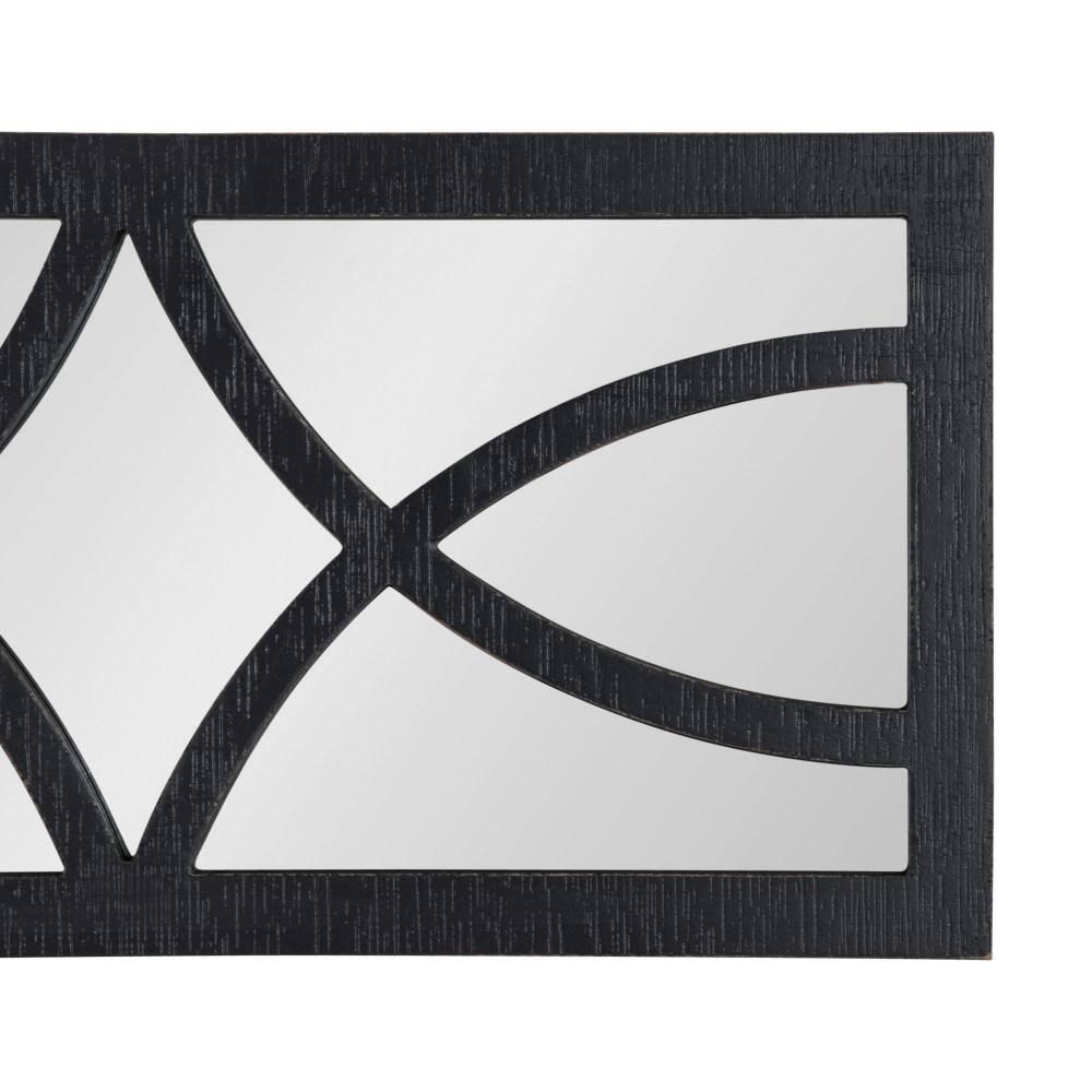 Kate and Laurel Tolland Decorative Wooden Panel Wall Mirror, 12" x 48", Black, Rustic Windowpane Accent