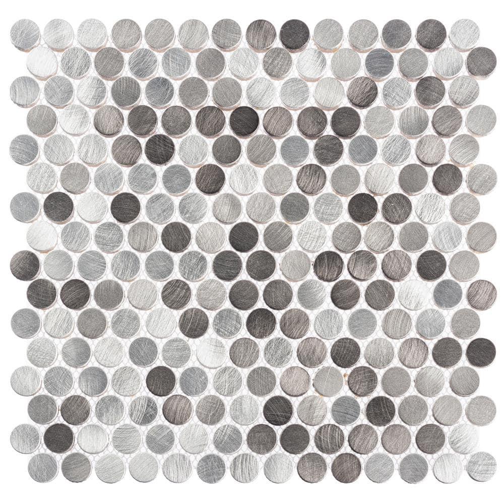 Orb 3/4" Metal Penny Round Mosaic Tile Shower Wall, Kitchen Backsplash and Wall Tile
