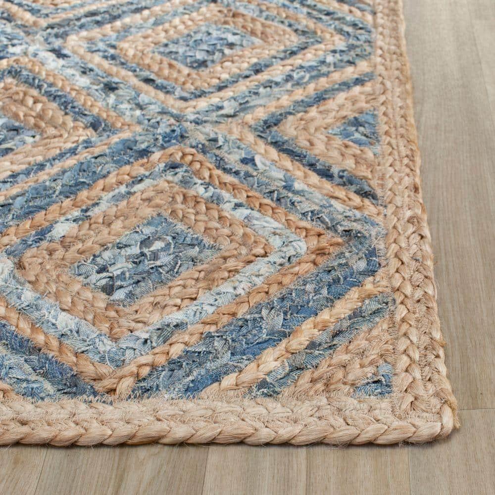 Cape Cod CAP354 Woven Indoor Area Rug - Natural/Blue - 8'x10' - Safavieh
