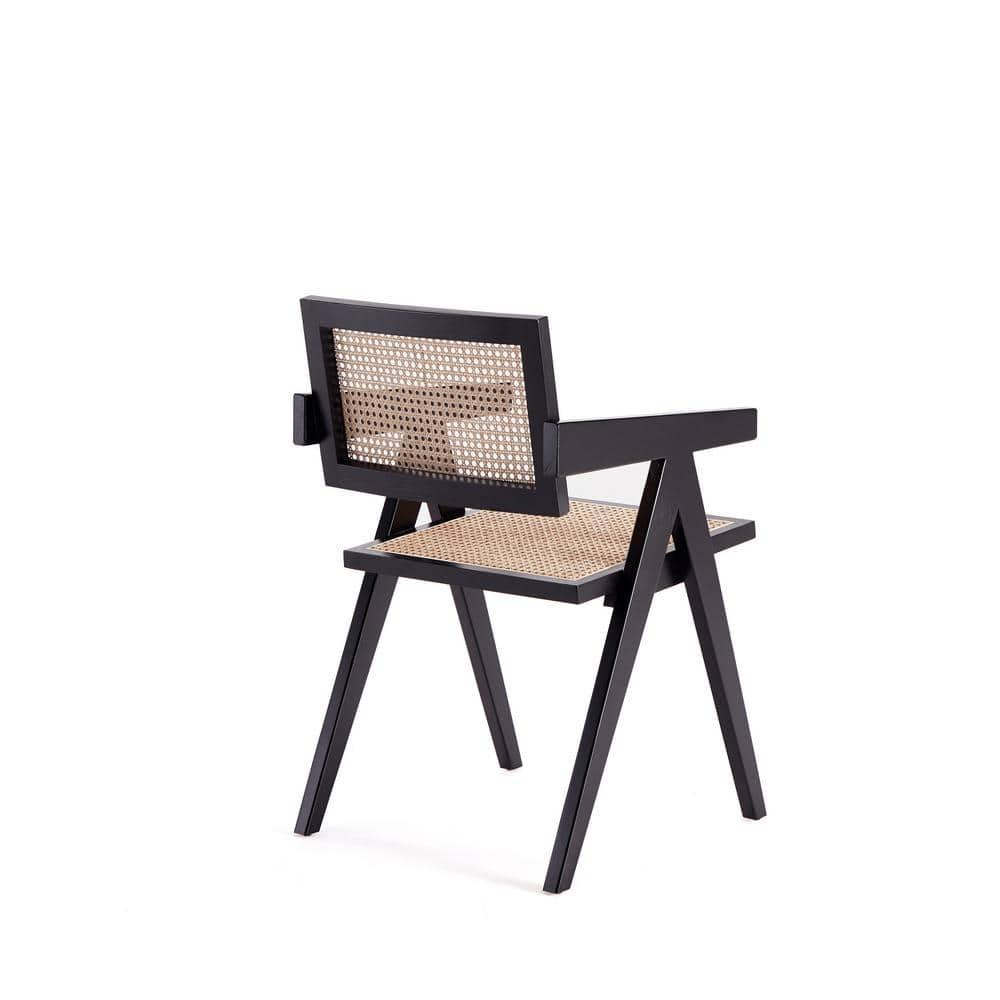 Manhattan Comfort Hamlet 18.11" Wood Dining Arm Chair in Black (Set of 2)