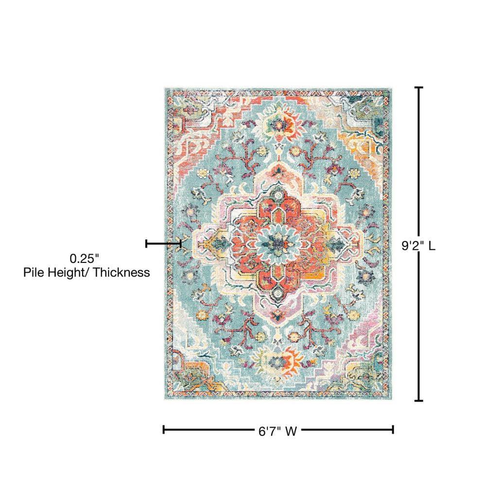 Crystal CRS501 Loomed Indoor Area Rug - Teal/Orange - 6'7"x9'2" - Safavieh