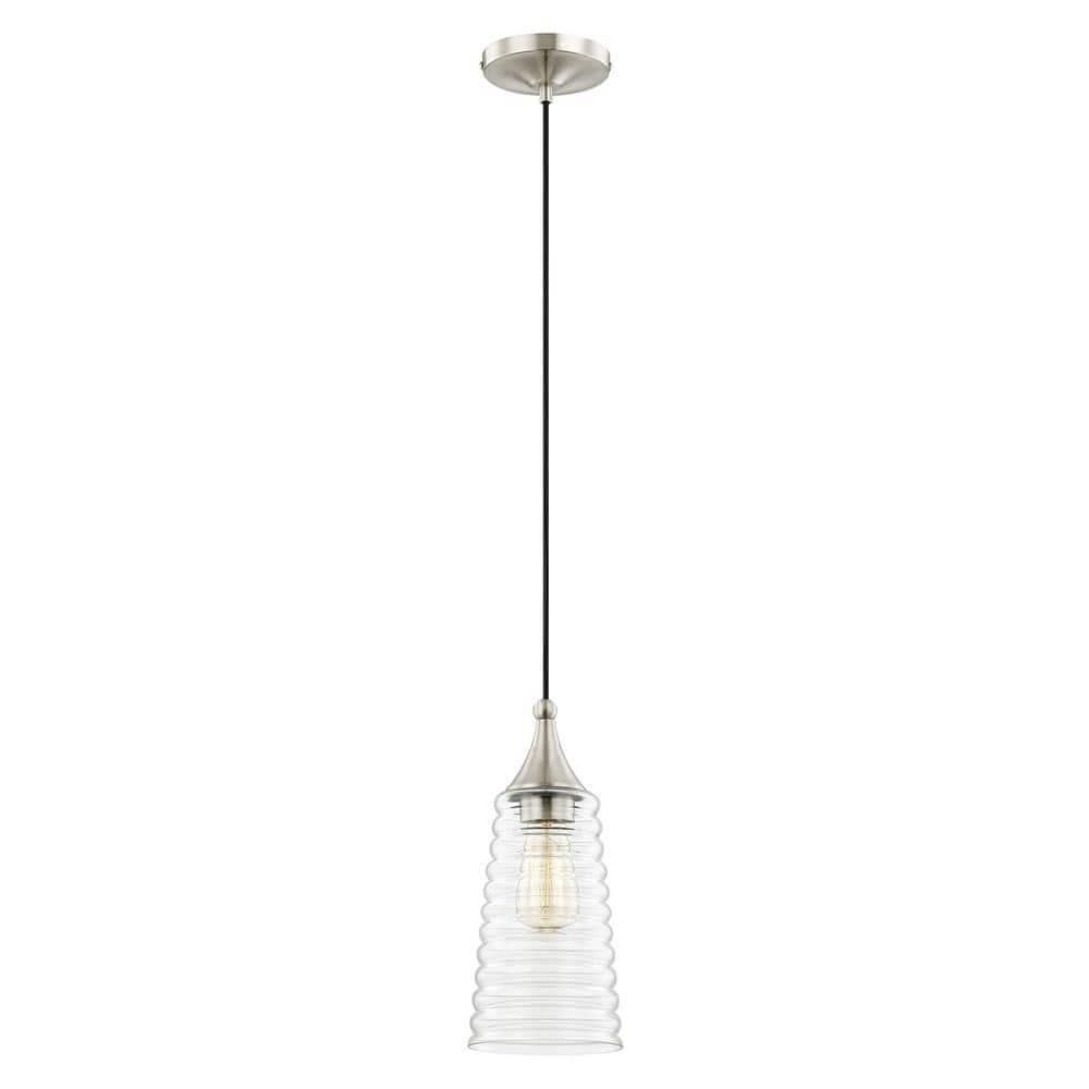 Livex Lighting Art Glass 1 - Light Pendant in  Brushed Nickel