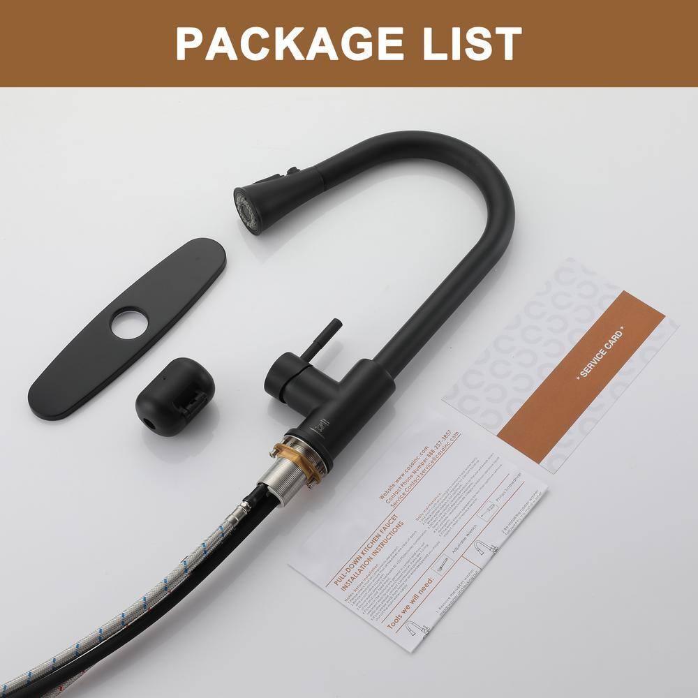 Pull Down Sprayer Kitchen Faucet with Dual-Function Sprayer and Deck Plate in Spot-Free