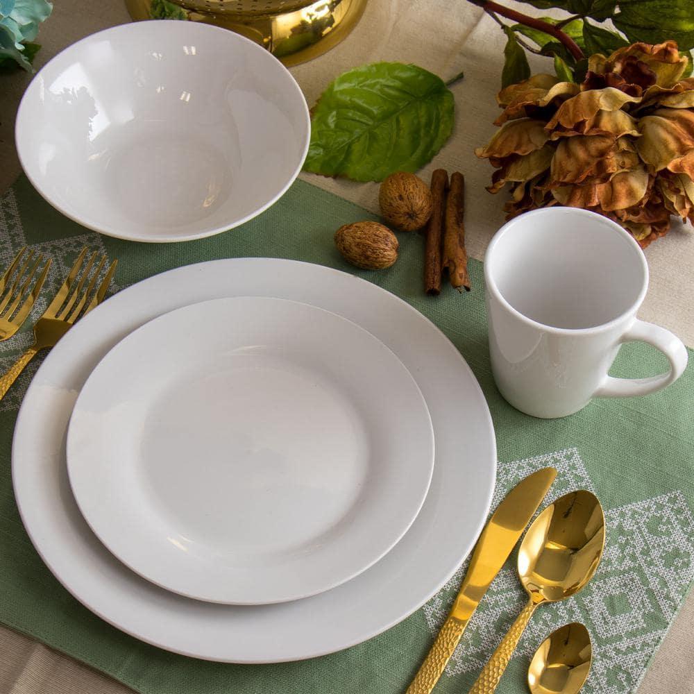 Elama Marshall 16 Piece Porcelain Dinnerware Set in White