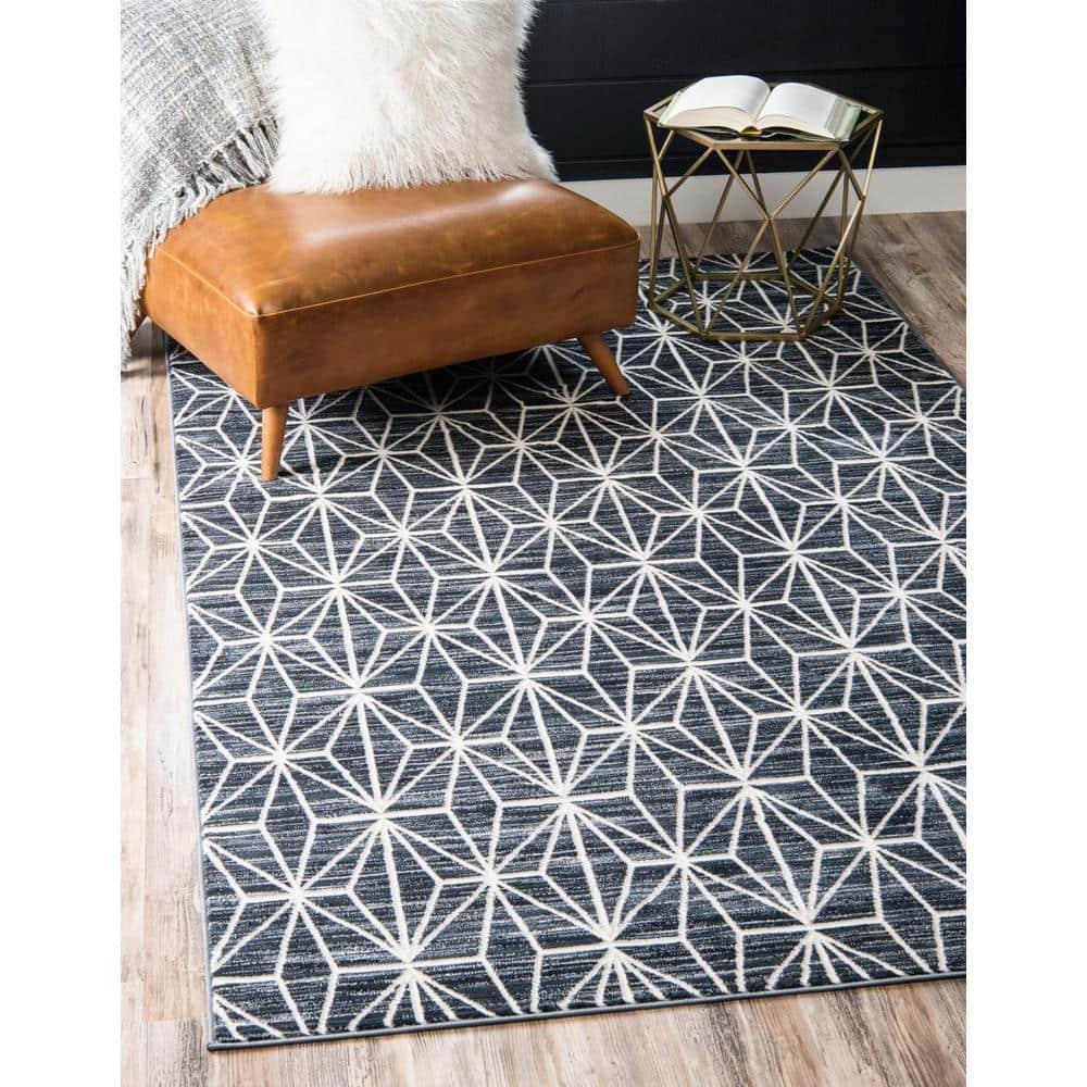Jill Zarin Uptown Collection Area Rug - Fifth Avenue (8'  x 10' Rectangle Navy Blue/Ivory)