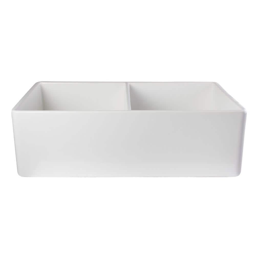 32.75'' L Farmhouse / Apron Double Bowl Fireclay Kitchen Sink