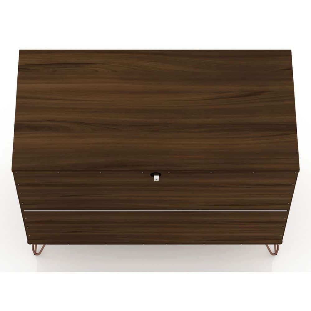 Manhattan Comfort Rockefeller Dresser Brown - Manhattan Comfort: MDF Composite Frame, 3-Drawer Storage for Bedroom, Assembly Required