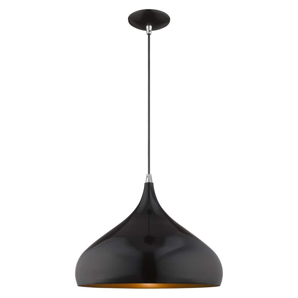 Livex Lighting Metal Shade 1 - Light Chandelier in  Shiny Black