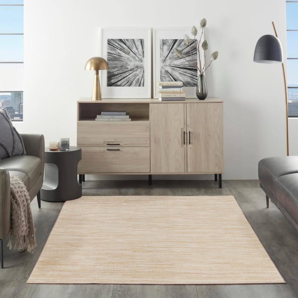 Nourison Essentials Easy Care Indoor Outdoor Area Rug - Ivory Gold 4' x 6'