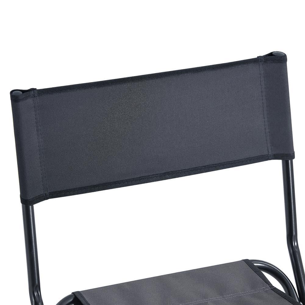 Gray Portable Steel Folding Camping Chair with Storage Bag
