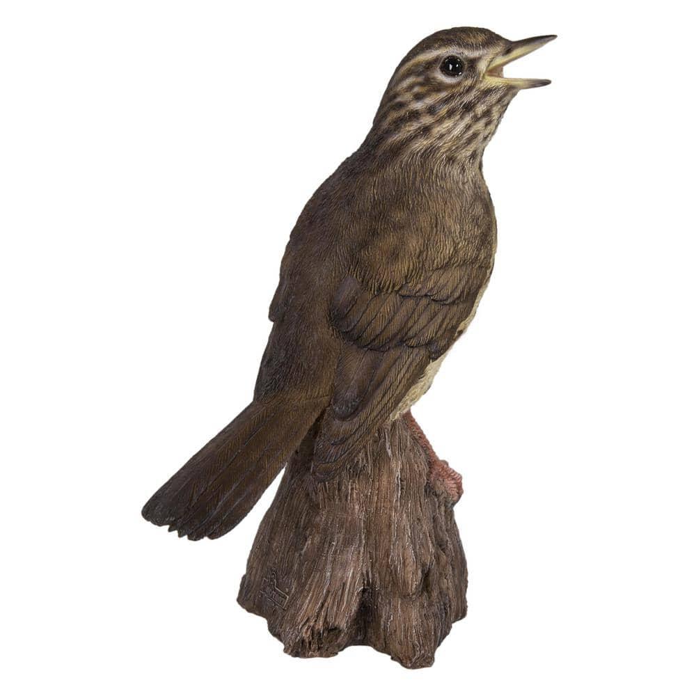 Songbird Standing on Stump Statue