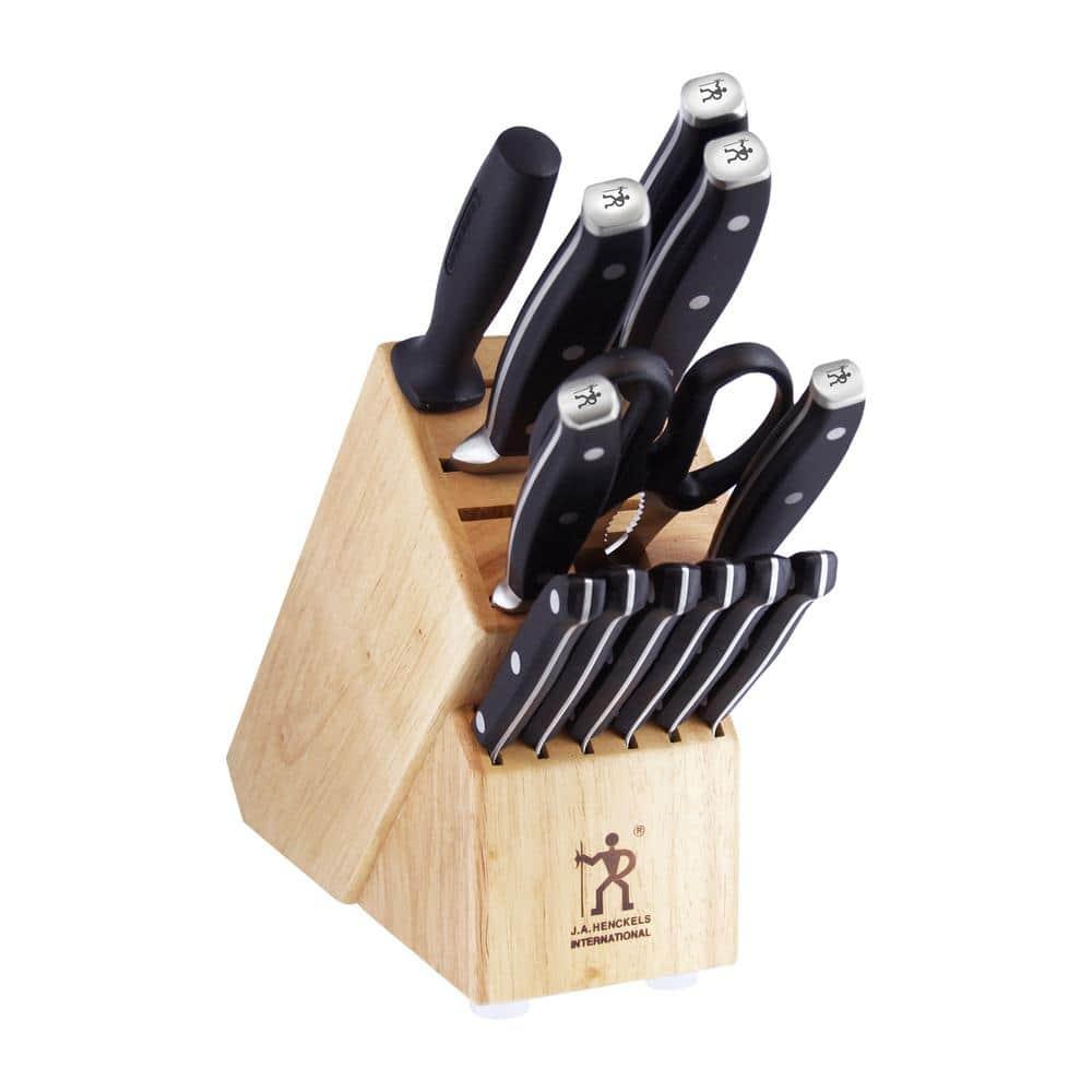 HENCKELS HENCKELS Forged Premio Knife Set with Block, Chef Knife, Paring Knife, Utility Knife, Steak Knife, 14 Piece, Black, Stainless Steel