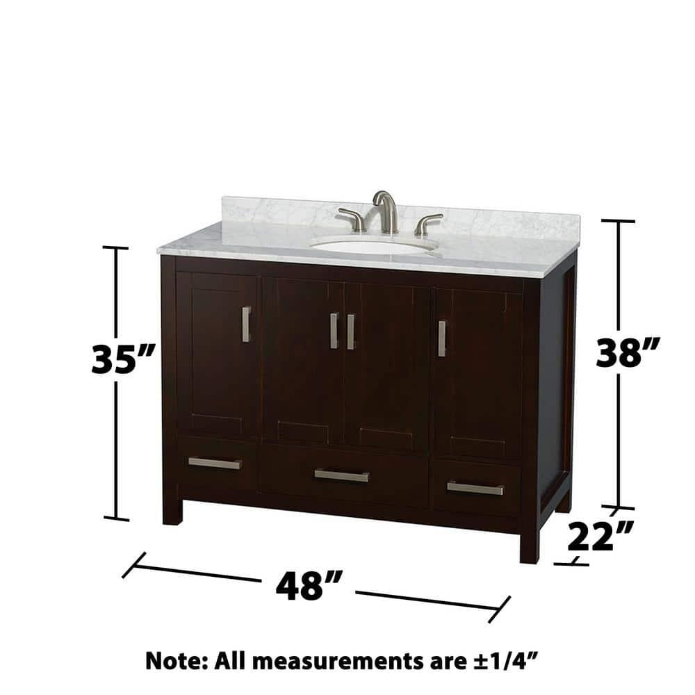 Wyndham Collection Sheffield 48" Freestanding Single Bathroom Vanity with Marble Top