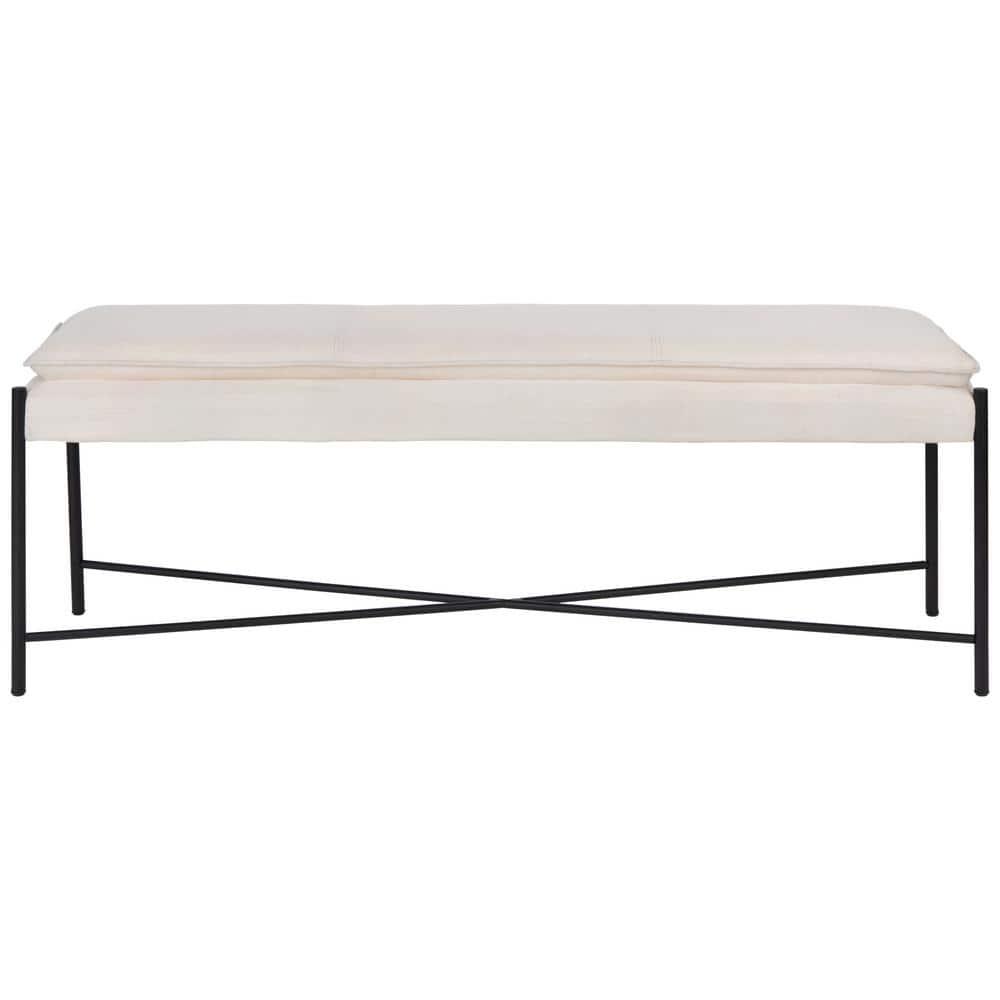SAFAVIEH Kara Cushioned X Bench Light Beige / Black