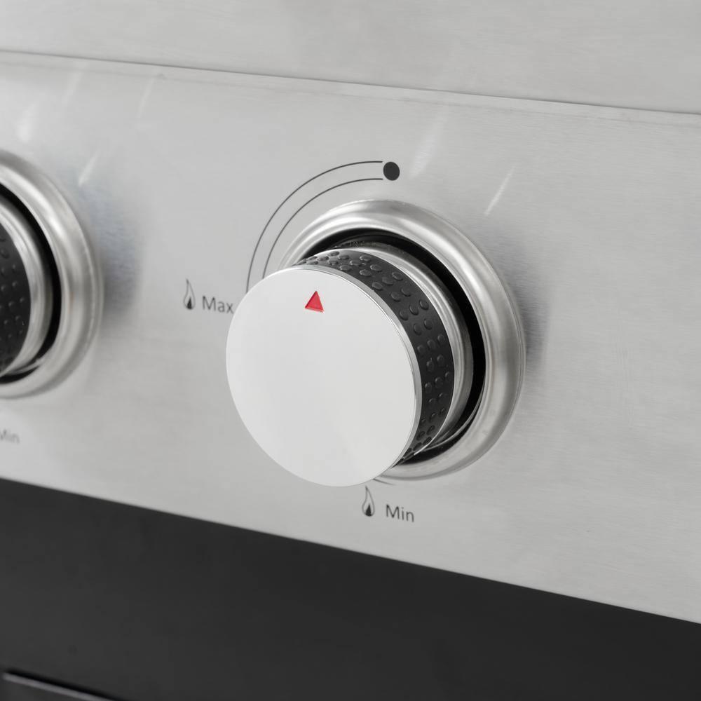 4-Burners Propane Gas Grill with Side Burner & Thermometer, Stainless Steel Propane Grill for Outdoor BBQ and Camping, Patio Backyard Barbecue, 42000 BTU Output