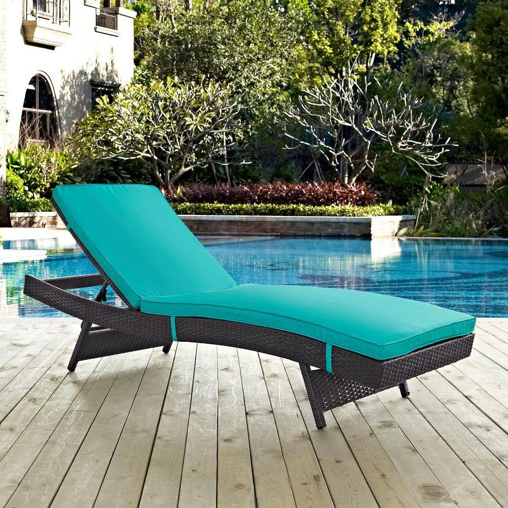 Modway Convene Outdoor Patio Chaise in Espresso Turquoise