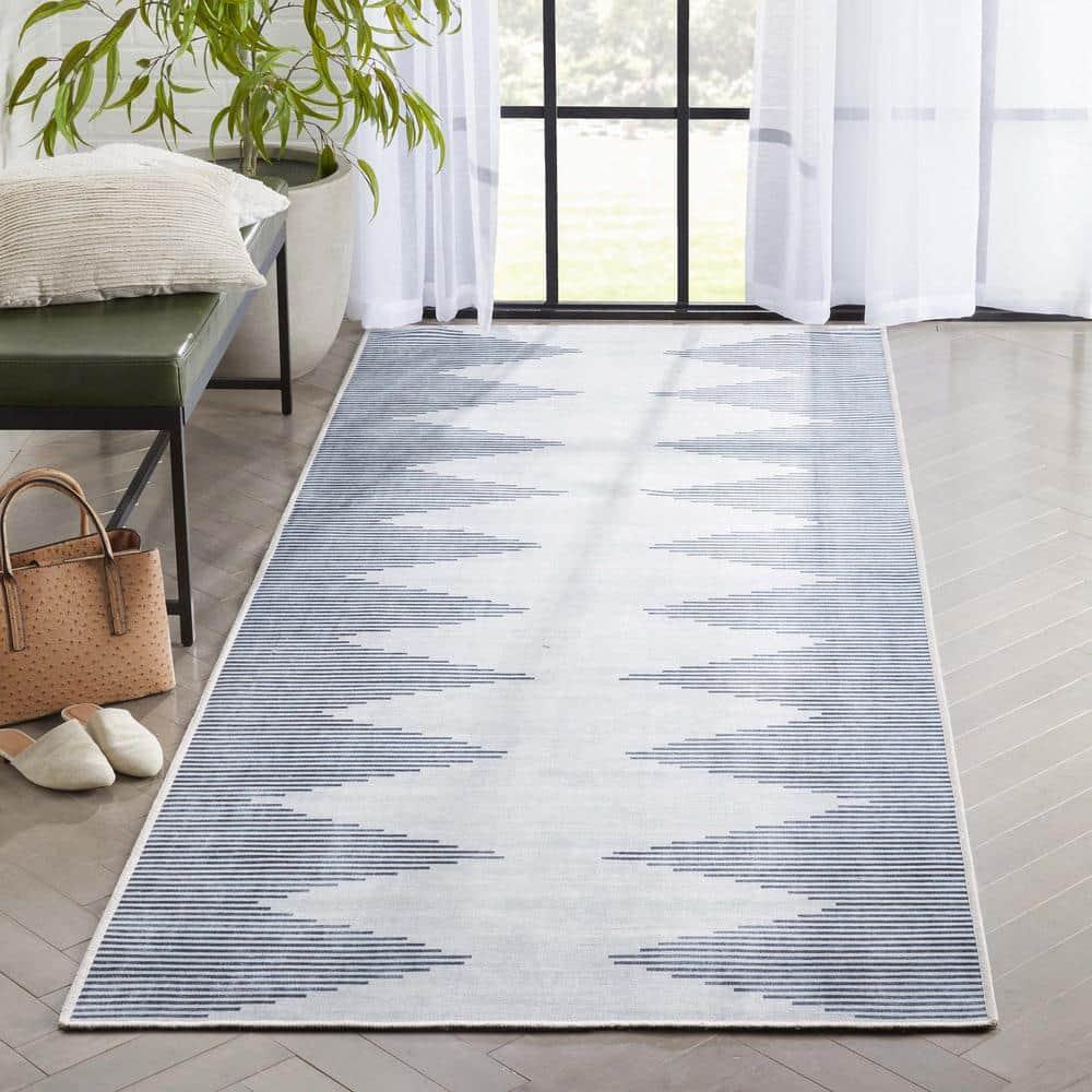 Trinx Kehr Bree Moroccan Diamond Stripes Ivory Grey Area Flat-Weave Rug