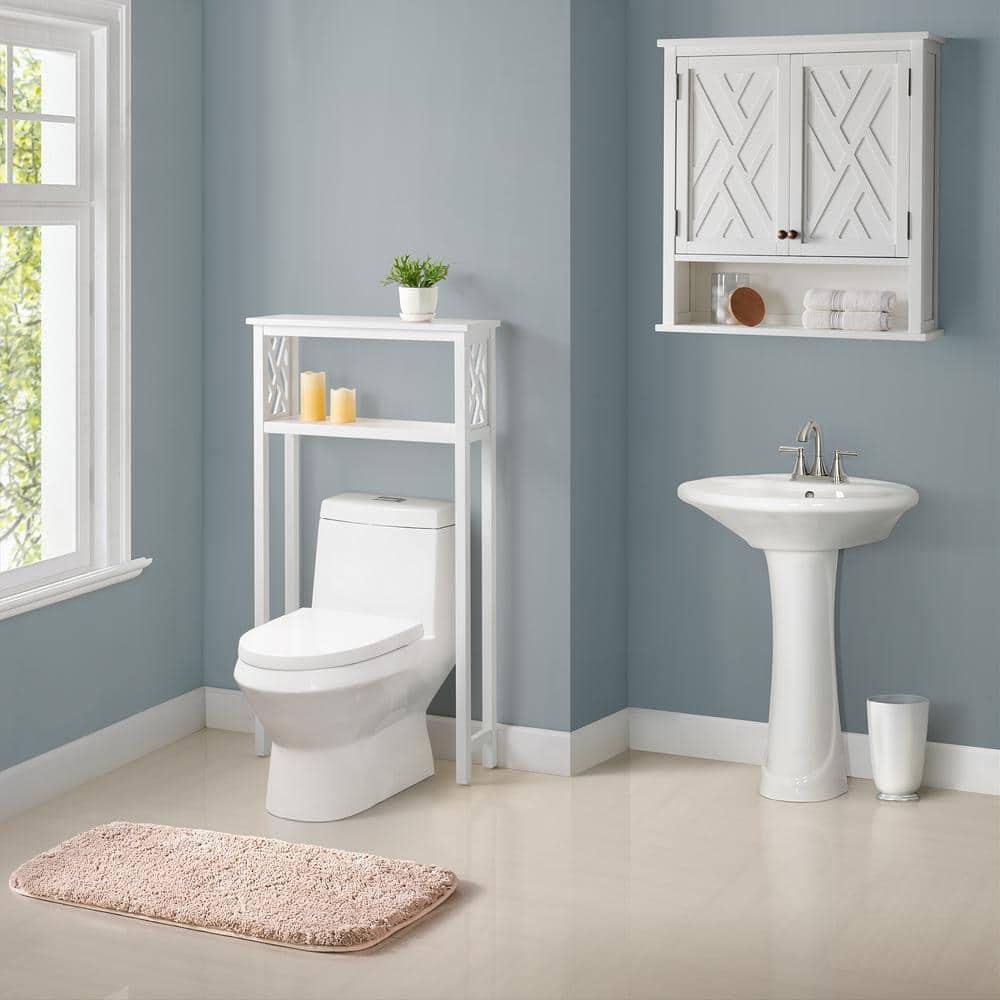 Alaterre Coventry Over Toilet Open Storage Shelf, Wall Mounted Bath Storage Cabinet with Two Doors and Open Shelf