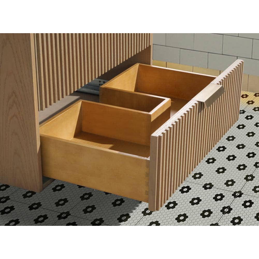 San Diego 30" Oak Floating Bathroom Vanity with Ceramic Sink