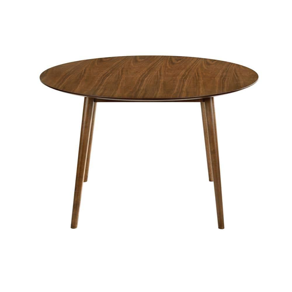 Armen Living Arcadia 48" Round Modern Wood Dining Table in Walnut